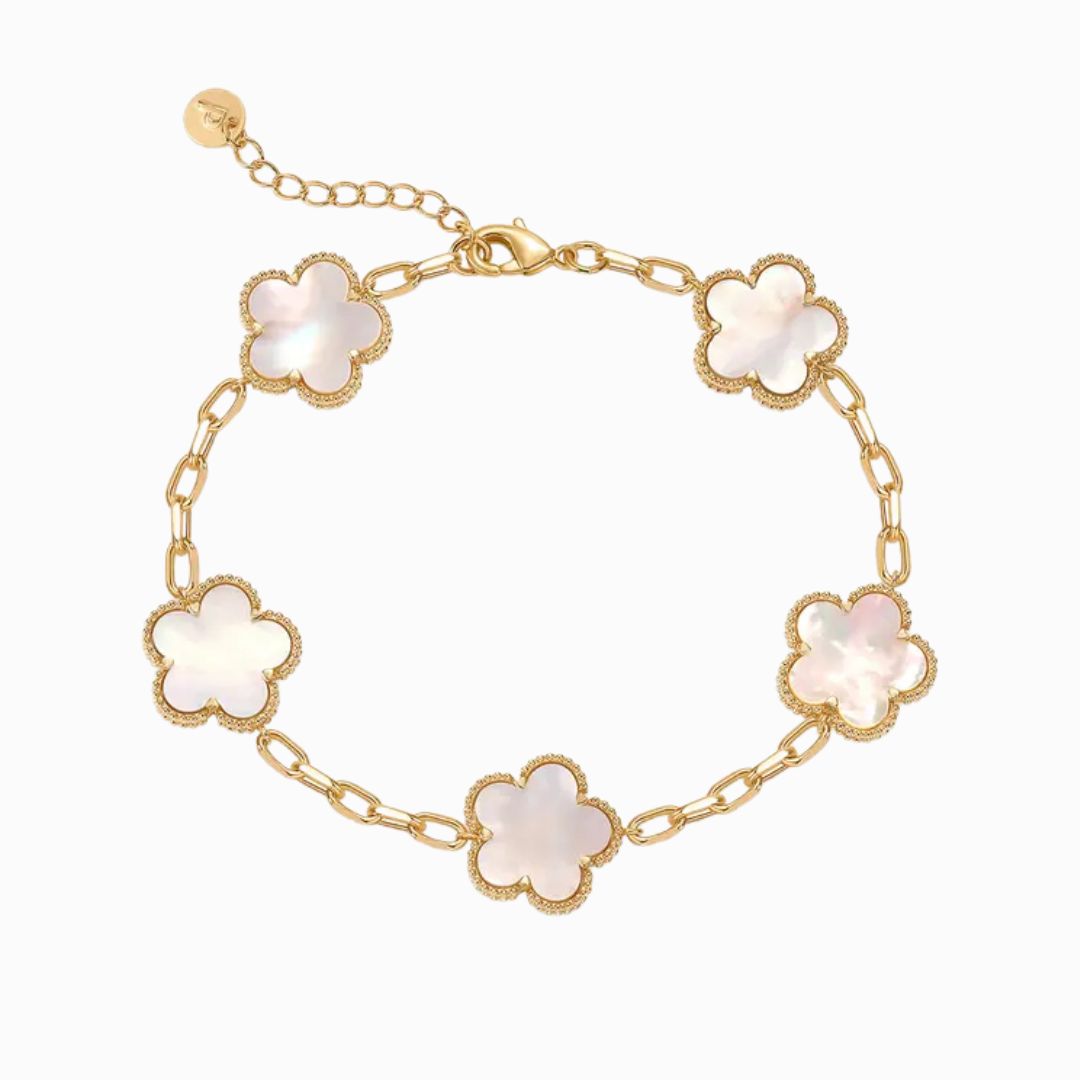 Set Cadena y Bracelet Trebol Bañado en Oro 14K
