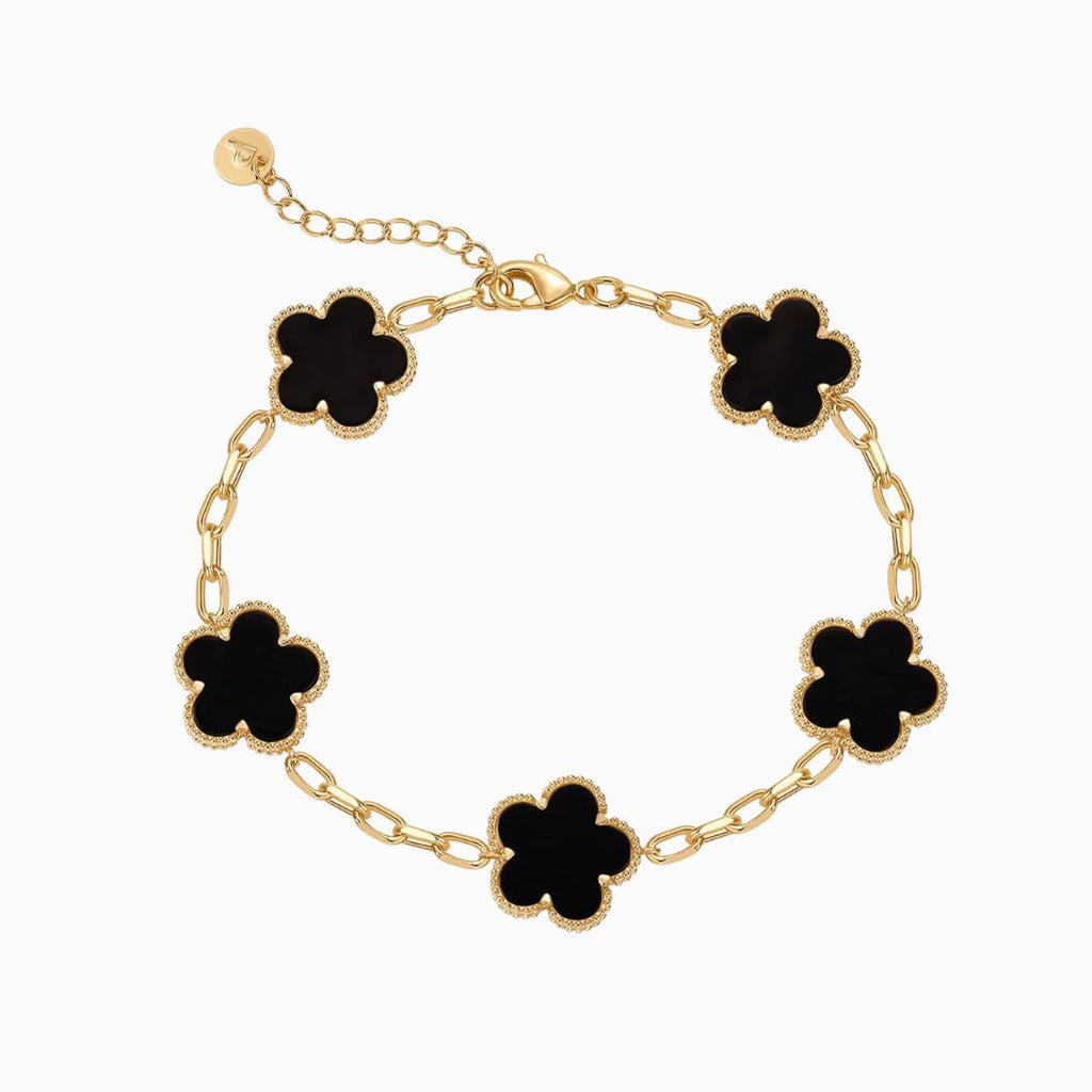 Set Cadena y Bracelet Trebol Bañado en Oro 14K