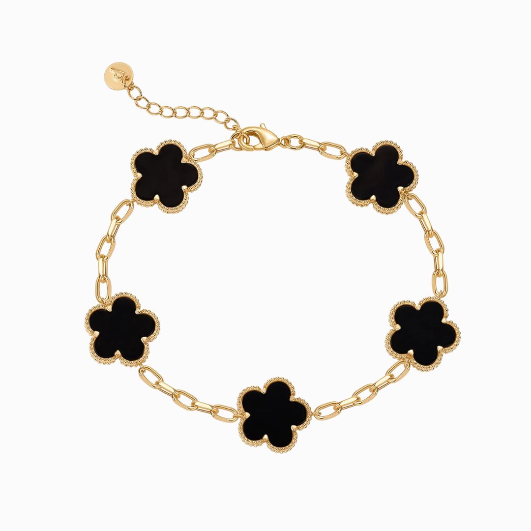 Set Cadena y Bracelet Trebol Bañado en Oro 14K