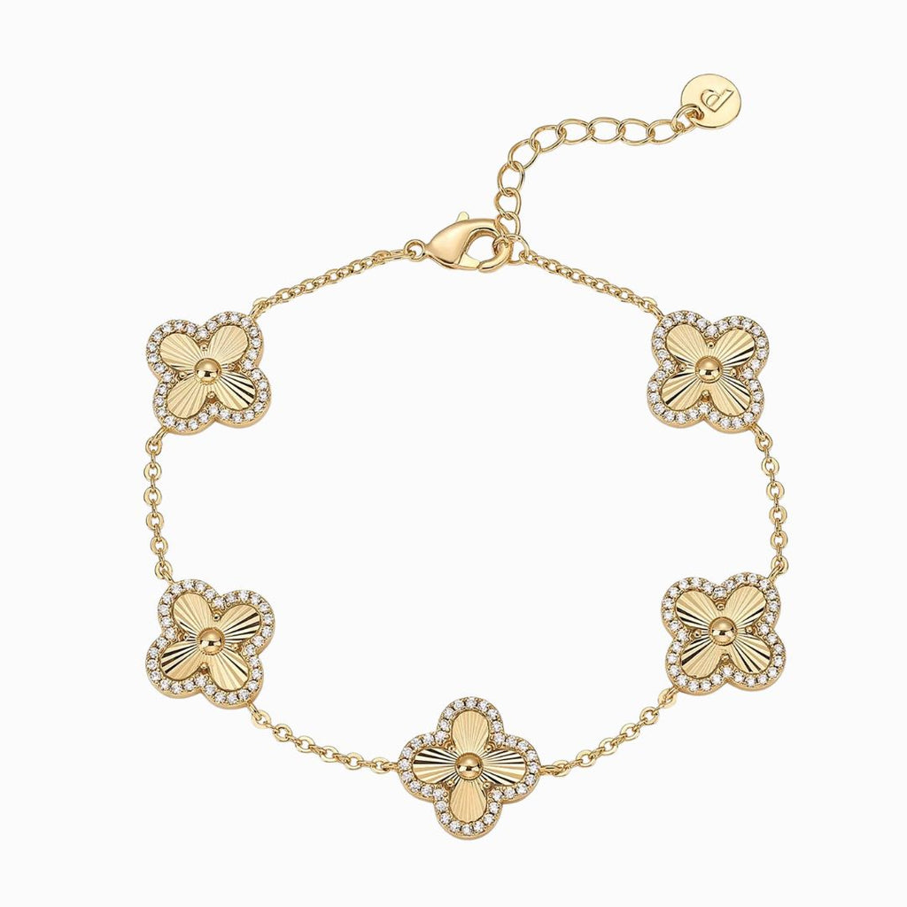 Set Cadena y Bracelet Trebol Bañado en Oro 14K