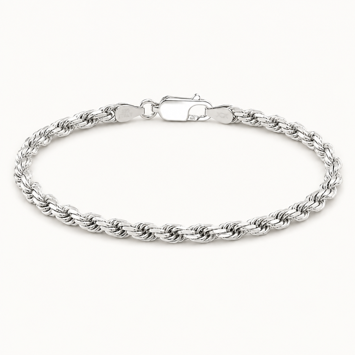 Pulsera Rope Bañada en Oro Blanco 14K