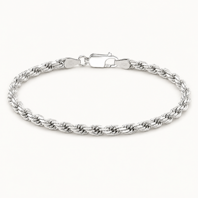 Pulsera Rope Bañada en Oro Blanco 14K