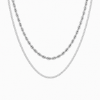Set Cuban + Rope en Oro Blanco de 14K