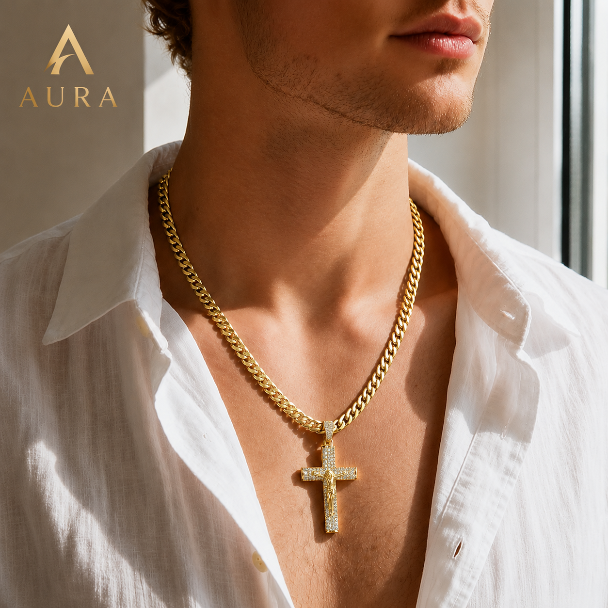 Aura™ Crucifix Chain | A Symbol of Faith, Strength & Protection