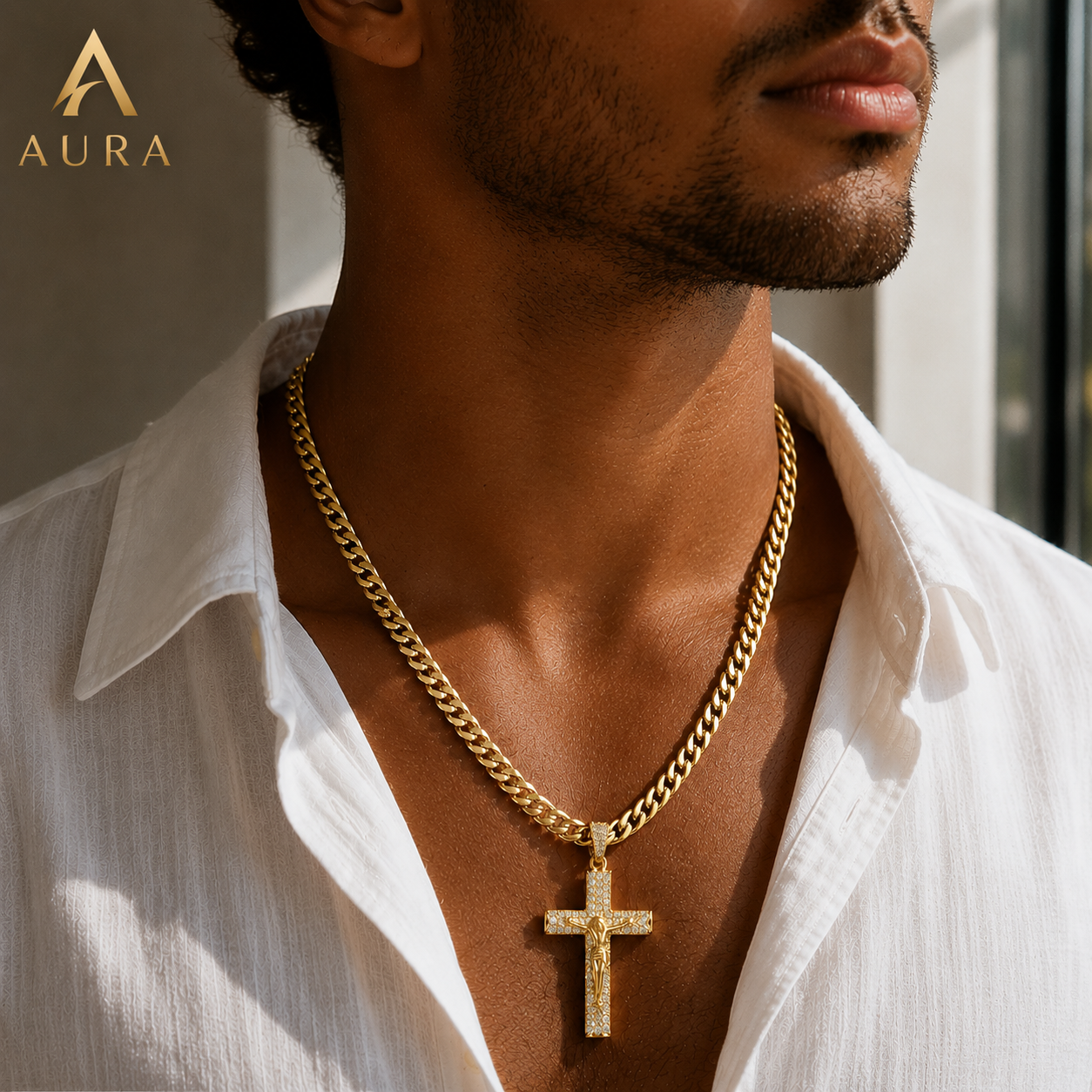 Aura™ Crucifix Chain | A Symbol of Faith, Strength & Protection