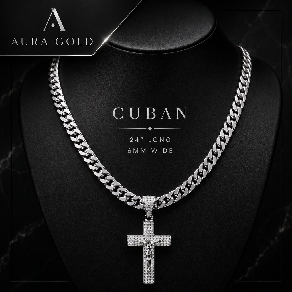 Cadena con Cruz Bañada en Oro 14K