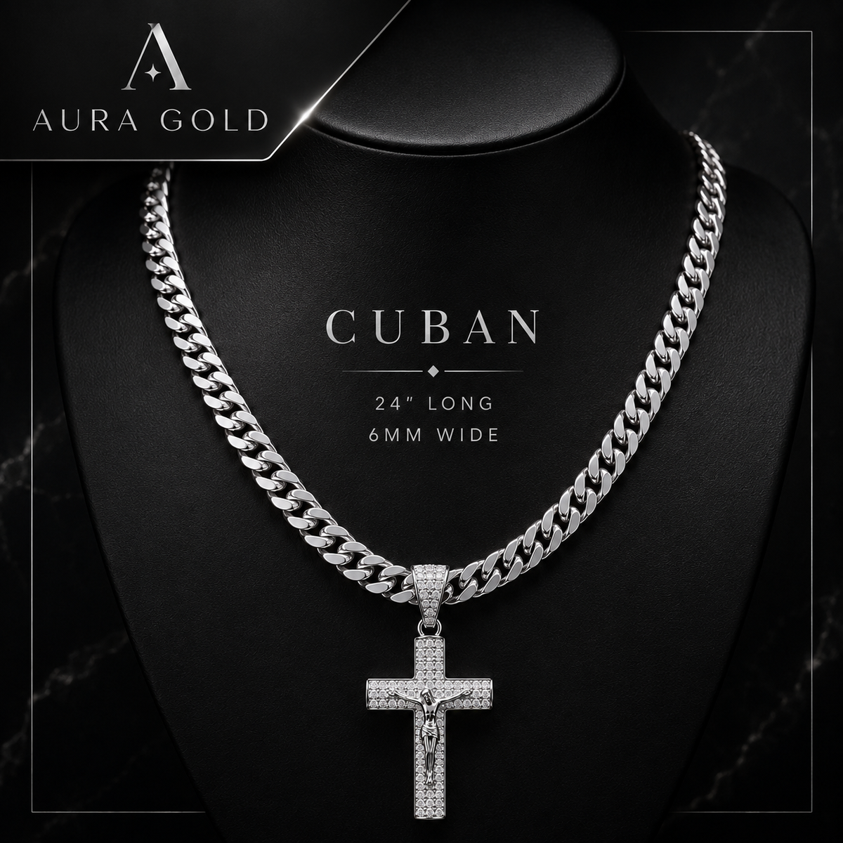 Cadena con Cruz Bañada en Oro 14K