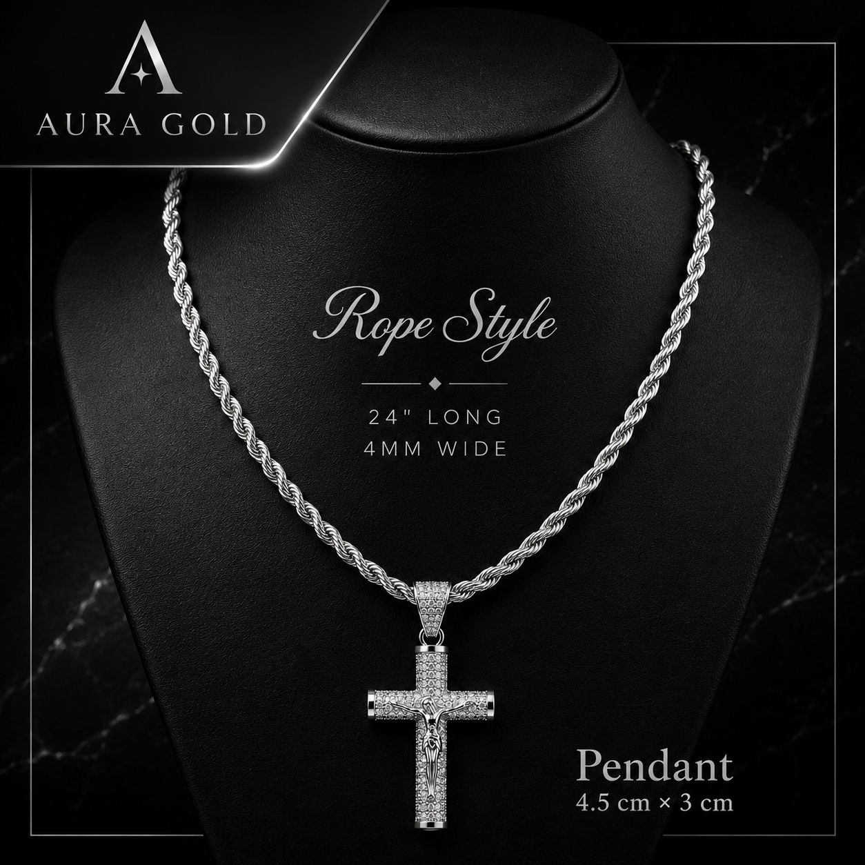 Aura™ Crucifix Chain | A Symbol of Faith, Strength & Protection