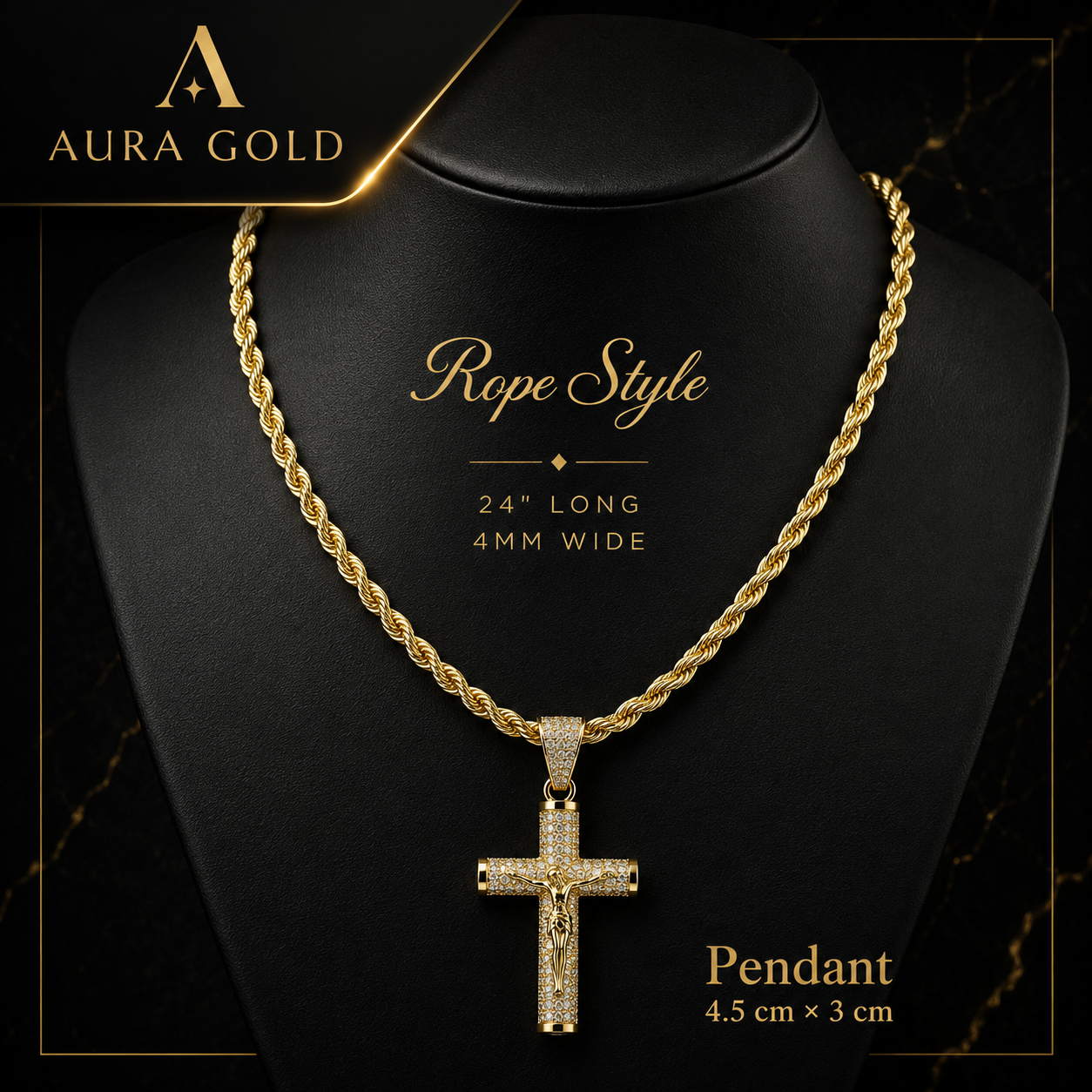 Aura™ Crucifix Chain | A Symbol of Faith, Strength & Protection