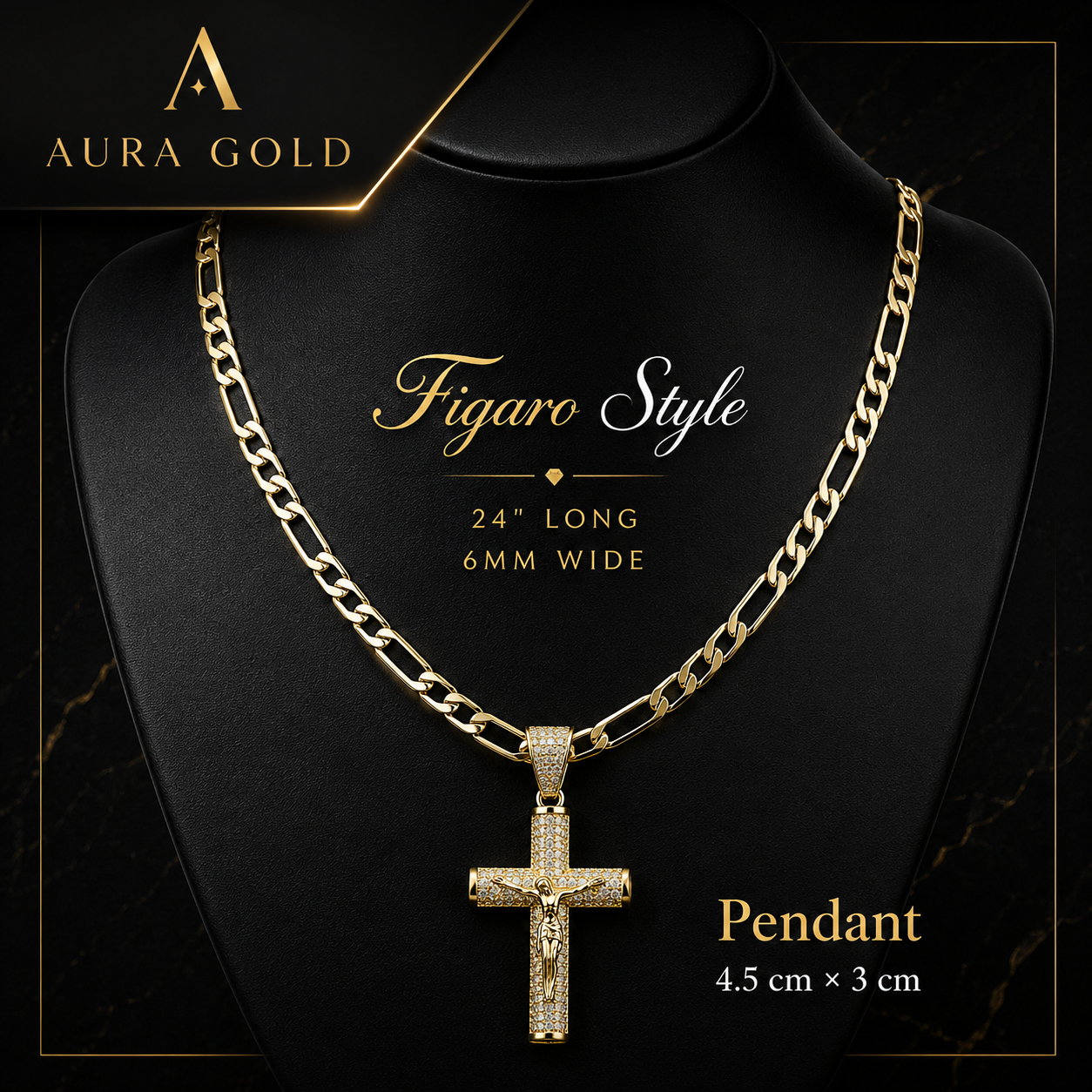Aura™ Crucifix Chain | A Symbol of Faith, Strength & Protection