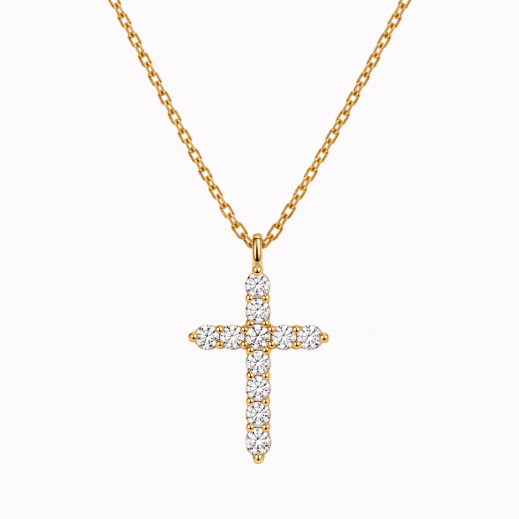 Collar con Cruz en Baño de Oro 14K
