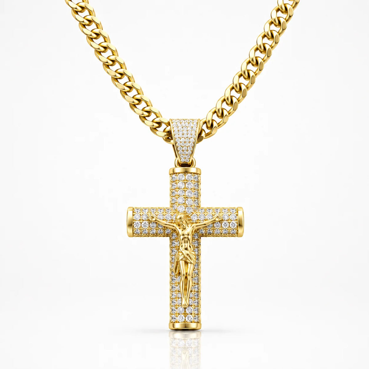 Cadena con Cruz Bañada en Oro 14K