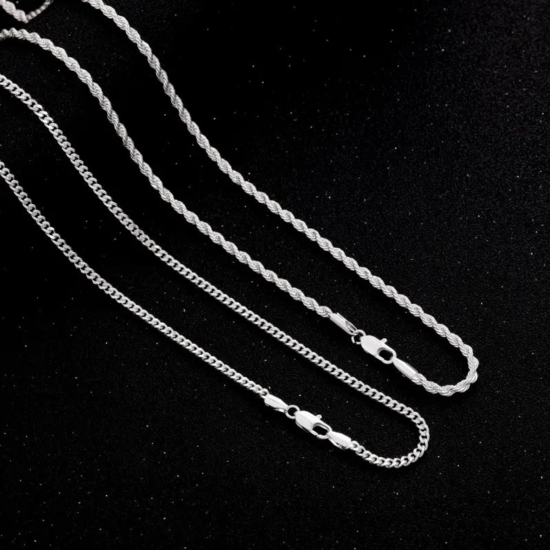Set Cuban + Rope en Oro Blanco de 14K
